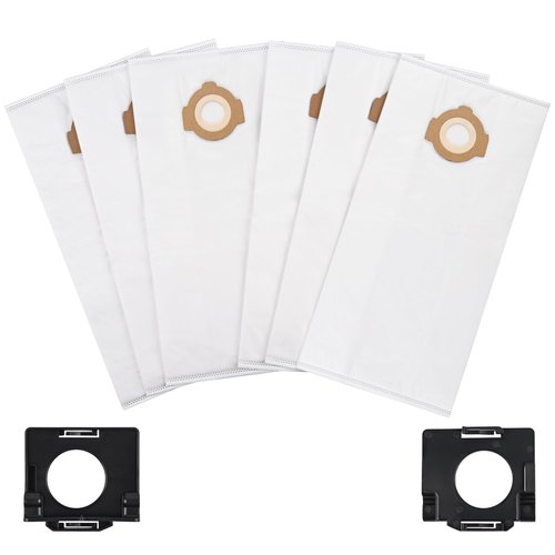 6 Pack 49-90-2016 Fleece Dust Bags Compatible with Milwaukee 0960-20 & 0970-20 Cordless Wet/Dry Packout Vacuums + 2 Pack Attachable Bag Holder （6 Bags 2 Holders)