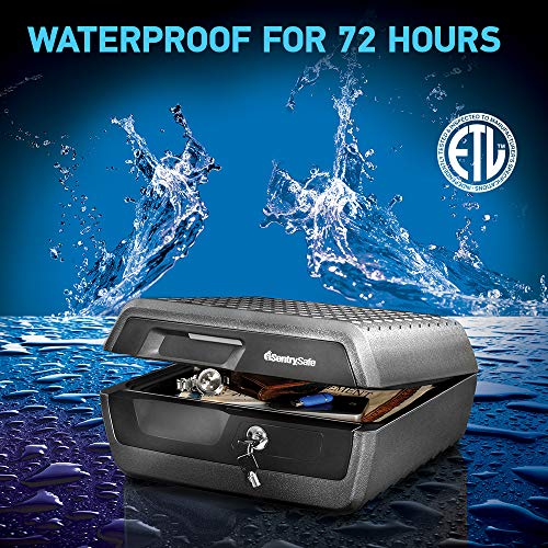 SentrySafe Key Lock Fireproof Waterproof Document Safe 16.5x14.8x7.6 in Black