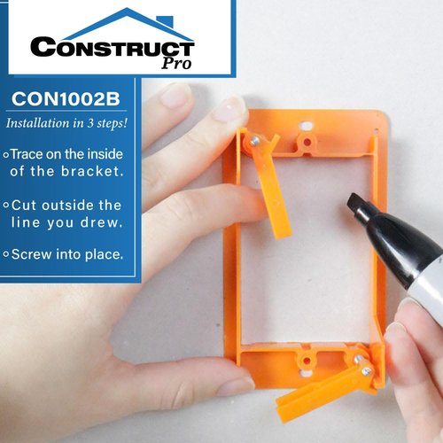Construct Pro Slim Single Gang Open Back Low Voltage Bracket, 10 Pack