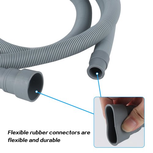 Washing Machine Drain Hose Extension Kit - Universal for Dishwasher, Washer, Dehumidifier - Flexible With 2 Clamps, 1U Holder (6.56 FT)