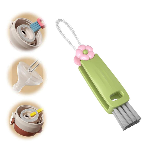 3 in 1 Cup Lid Gap Cleaning Brush, Multifunctional Bottle Brush, Cup Lid Gap Cleaner, Home Kitchen Crevice Cleaning Brush Tools (Green)