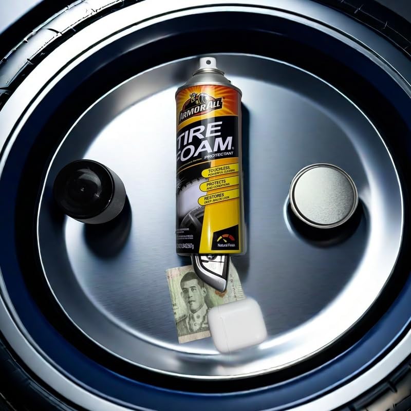 LetPetSet Tire Foam Diversion Safe, Hidden Storage Box, 8 oz Capacity, Key Lock, Blue/Yellow