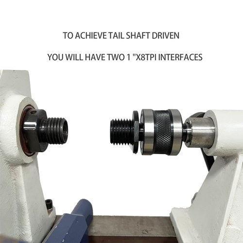 Woodworking Live Tailstock Chuck Adapter to 1" x 8tpi Thread with #2 Morse Taper Mount