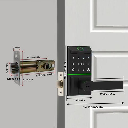 Keyless Smart Door Lock with Biometric Fingerprint, Passcode, IC Card & Key Unlock | Wi-Fi Remote Access via Tuya App | Weatherproof Design, Easy DIY Installation for Ultimate Smart Home Security