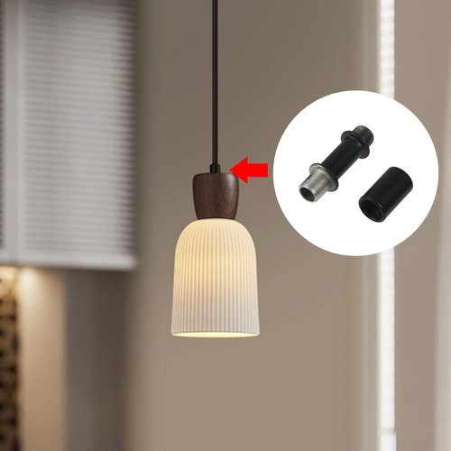 Wealrit 15 Sets Black Straight Pipe Lamp Stem with Connector Metal Threaded Extension Rods M10 Lamp Extension Rods Light Fixture Parts(1.57" Long)
