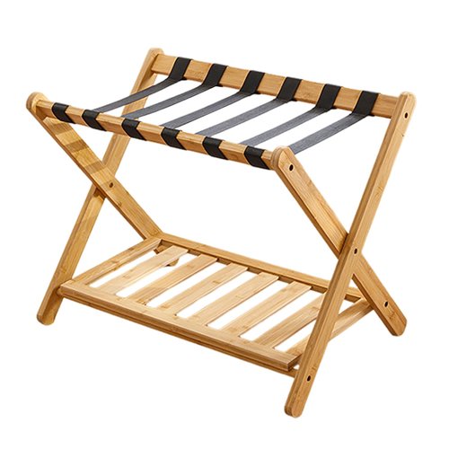 Gryphvex Luggage Rack,Bamboo Luggage Stand,Heavy-Duty Suitcase Holder,Foldable Travel Shelf for Guest Room Bedroom Hotel, Double Layer Structure, Holds up to 150lbs, No Assembly Needed