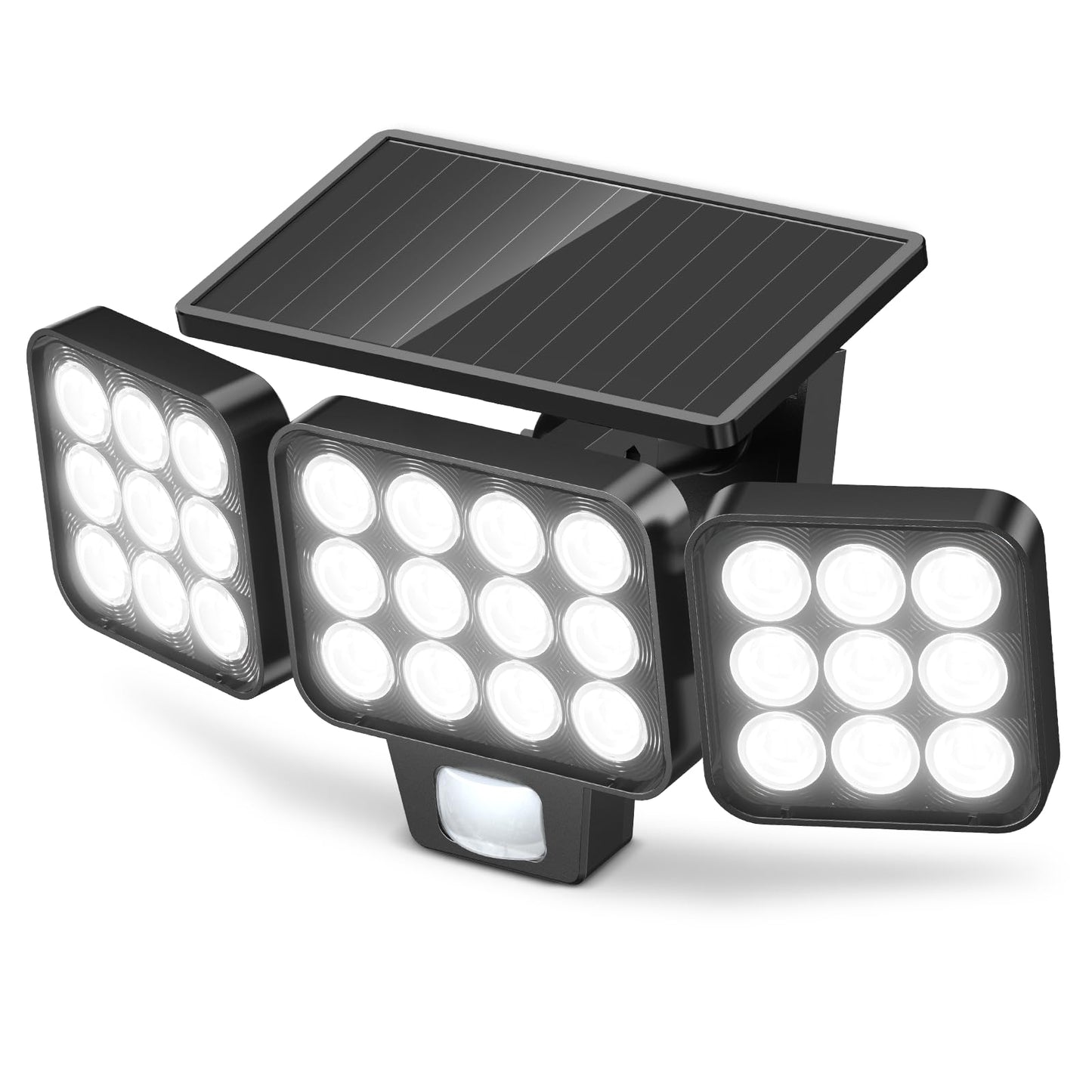WdtPro Solar Lights Outdoor Waterproof 1 Pack, 3500LM Super Bright Motion Sensor Solar Powered LED Flood Lights, Upgrade Glass Panel, Solar Security Light Spotlights for Outside Yard