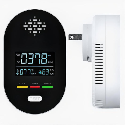 Plug-in C-arbon M-onoxide D-etector with Digital Color Display C-O Detector for C-O, Temperature & Humidity, 85dB Loud Alert, Self Test Function C-O Detector, for Home, Bedroom, Kitchen, RV (Black)