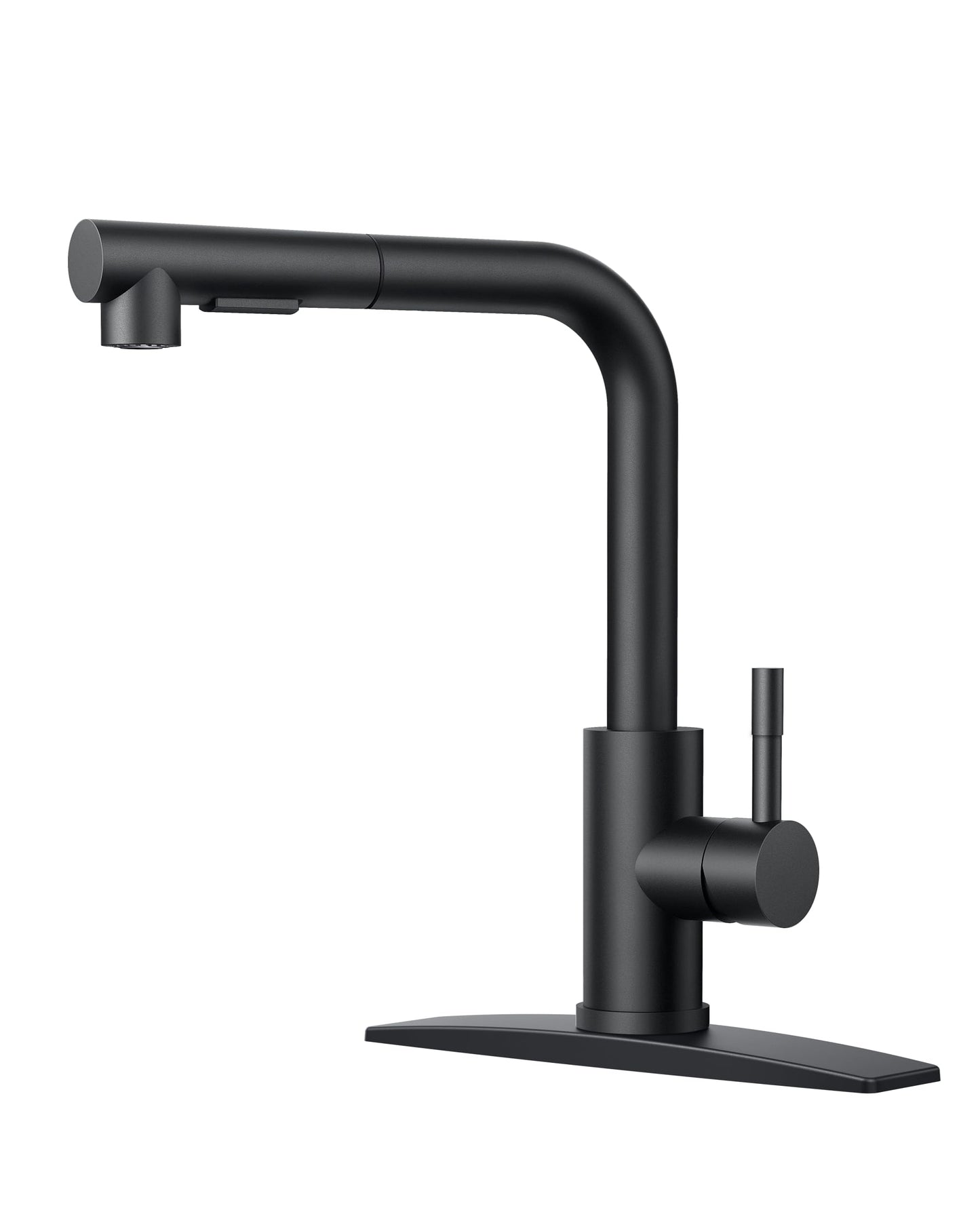 FORIOUS Kitchen Faucet Black, Kitchen Sink Faucets with Pull Down Sprayer, Commercial Pull Out Kitchen Faucet for Sink 1 or 3 Hole, Single Handle Stainless Steel Sink Faucet for Bar RV Laundry Outdoor