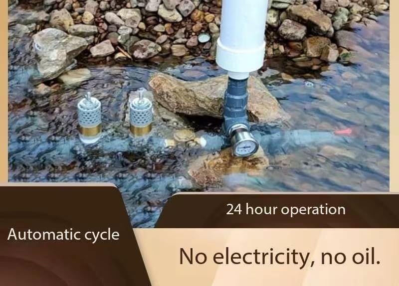 Hydraulic Ram Water Pump, Off-Grid Stream Pump System, No Electricity Required (T 3/4(0.75)")