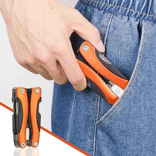 Needle Nose Pliers, Multi Tool, Hiking Essentials, Fathers Gifts, Pocket Knife, Multitool Pliers, Camping Knife with Holster and Nylon Sheath for Outdoor, Fishing, Hunting, Hiking