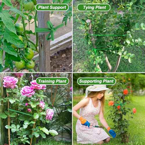 Shintop 2 Packs Garden Twine, Soft Plant Ties Green Tomato Ties Stretchy Garden String for Supporting and Tying Climbing Plants Veggies Flower(98 Feet/Roll