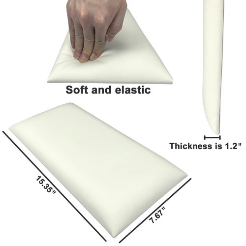 YLL YLL Peel and Stick Headboard White Upholstered Wall Panels Pack of 4 Panels 3D Anti-Collision Wall Padding Wall Mounted headboard Soundproof Wall Panels