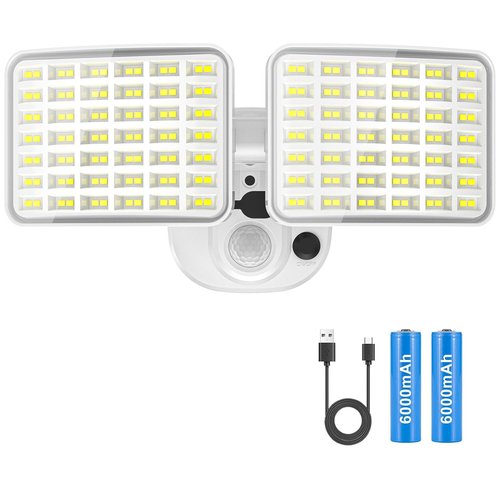 Rechargeable Motion Sensor Light, 2500LM&4000LM Dual Modes Rechargeable Outdoor Lights, USB Charging Outdoor Battery Powered Light, LED Flood Lights Motion Light for Garage, Yard, Garden,Classic White