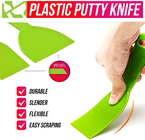 Sinyiol 5Pcs Putty Scraper 6" Plastic Flexible Putty Knives,Large Size Pack,Disposable Spreader Flexible Plastic Paint Scraper Tool for Spackling, Taping Drywall Wall Painting (6")