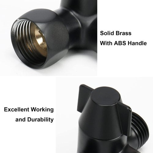 NearMoon Solid Brass G1/2" Shower Arm, 3-Way Diverter Valve for Handheld and Fixed Spray Head, Bathroom Component for Showerhead Combo T-Adapter (Movable Nut, Matte Black)