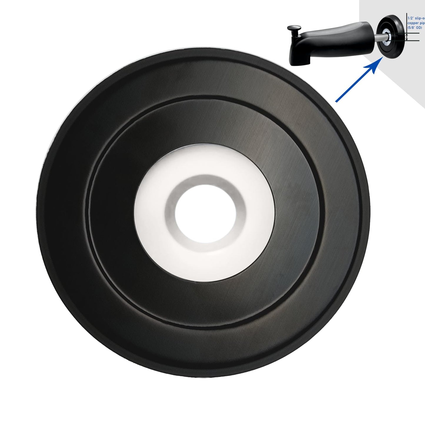 Welvzen 1/2" Thick Spacer for Tub Spout, Flange Trim Ring for Bath Faucet, Eschutcheon Cover Plate for Spigot with Split PVC Blocking Water, Shower Pipe Remodeling Sealer (304SUS-Matte Black)