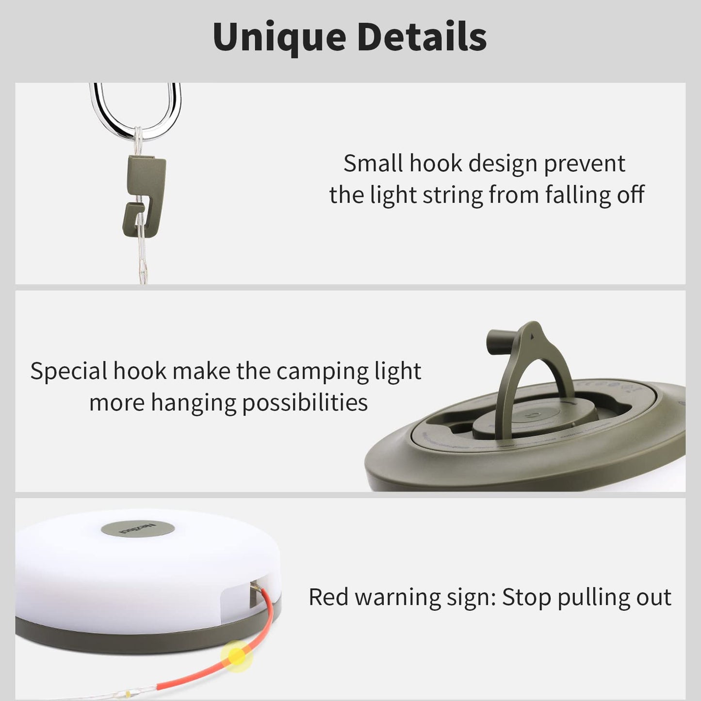 HAMLITE Camping String Lights,2 in 1 Outdoor Waterproof Portable Stowable String Light with 5 Lighting Modes(32.8Ft), USB Camping Lights, Rechargeable String Lights for Yard Hiking,Christmas