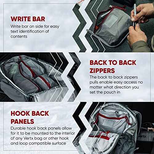 Vertx Overflow Pouches, Mesh Zipper Pouch for Tactical Gear, Backpack Accessories, Storage of Cables, Tool Kits, EDC Survival