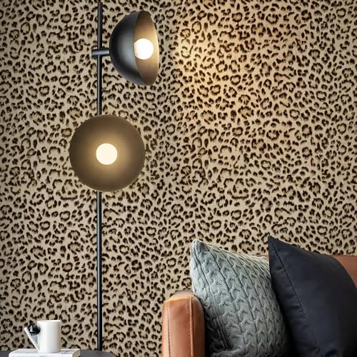 JiffDiff Leopard Print Peel & Stick Wallpaper - Black/Gold, 17.3" x 120"
