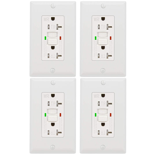 ANKO GFCI Outlet 20 Amp 4 Pack, UL Listed, Self-Test with LED Indicator, Tamper-Resistant, Weather Resistant Receptacle Indoor or Outdoor Use with Decor Wall Plates and Screws
