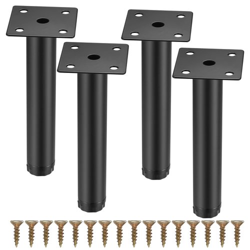 Fulushouxi 4 Pcs Furniture Legs, Metal Cabinet Legs, 6 inches/15 cm Adjustable Furniture Support Feet for Kitchen Shelves Sofa Table Chair Desk Cupboard Furniture Adjustable Legs Feet Foot