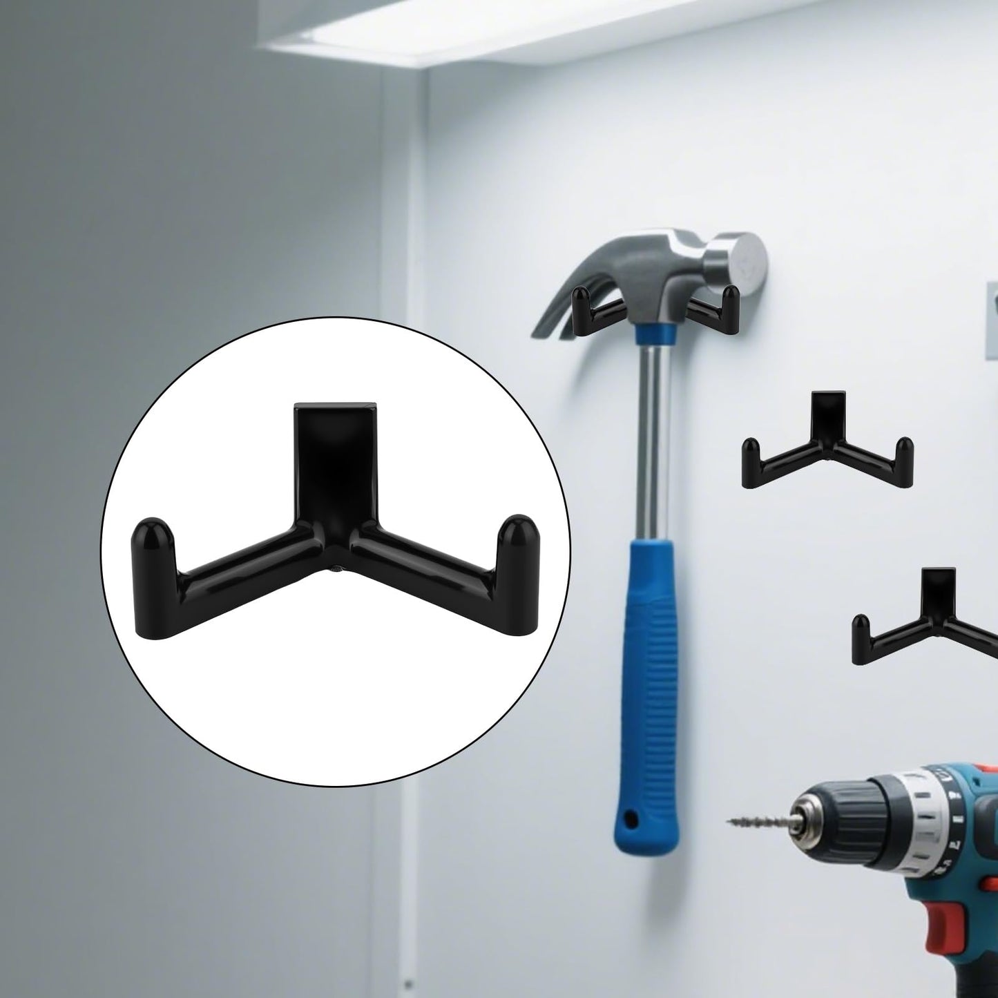 3Pcs Tool Hooks for Suncast, Double Head Design Garden Storage Hooks Tool Hanger Organization Shed Shelf Accessories for Shovels Rakes Compatible with Suncast Shed (Black)