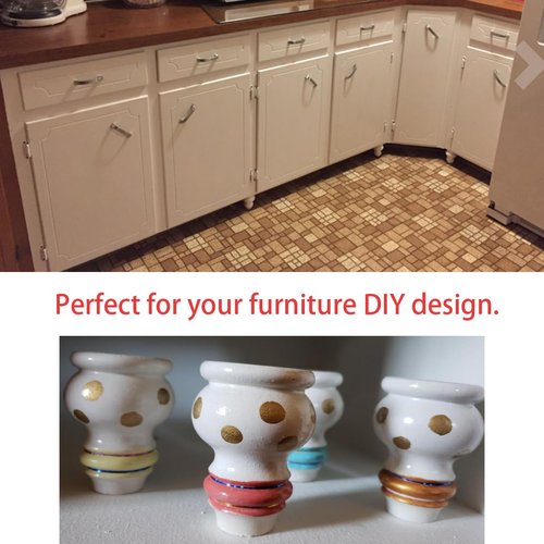 Btibpse 3" Tall Solid Wood Furniture Legs Unfinished Bun Feet for Cabinet Sofa Ottoman TV Stand Loveseat Dresser Set of 4