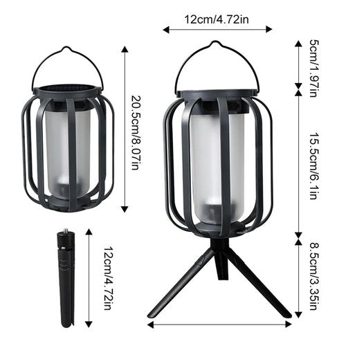 Solar Flameless Lantern, Solar Lantern Outdoor Light with Base, 4 Modes, with Tripod, Can Be Hung or Placed , Auto On/Off Sensor – Candlelight, Warm & White, for Camping, Garden Decor (1Pcs)