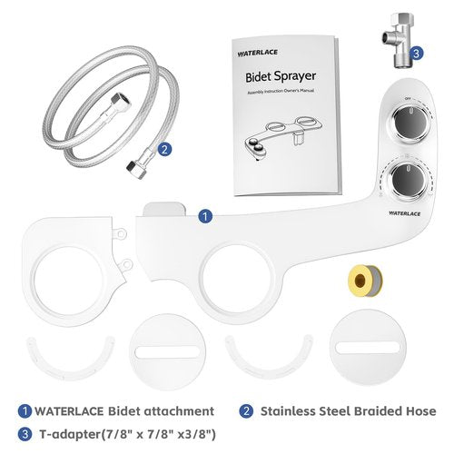 Bidet Attachment for Toilet, Self-Cleaning Dual Retractable Nozzles Bidet, Non-Electric Adjustable Water Pressure for Hygienic Rear & Feminine Wash, Easy Installation Ultra-Slim (White)