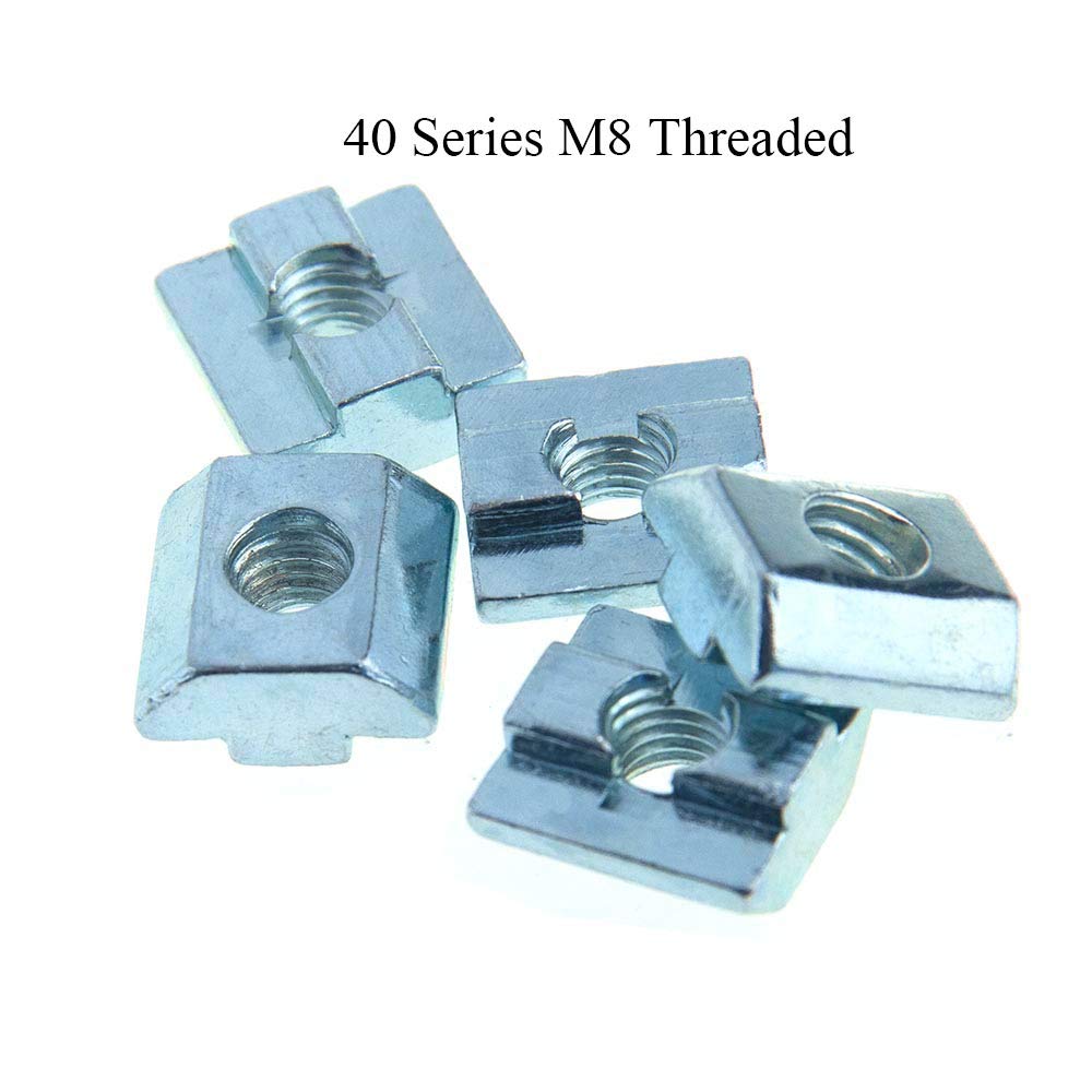 Odinest T Nuts Tee Sliding Slot Nuts 40 Series M8 Threaded Slide in Pre-Assembly for 40x40 Aluminum Extrusions Frame with Profile 4040 Sereis 8mm Slot for CNC Router Build Rail 3D Printer 12pcs