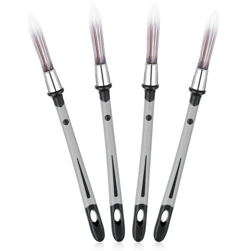 QFGasre 4 Pcs Trimming Paint Brushes for Wall Trimming Painting Tool 0.56 Inch Small Painting Brushes Round Paint Brush for Baseboards Furniture House Wall Corners Detail Trimming Edger Brush