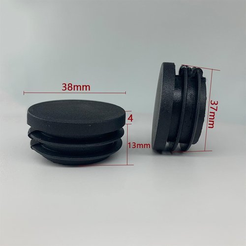 4 Pack 1.5 Inch (38mm) Round Plastic Hole Plugs,Steel Furniture Pipe Tube Cover Insert,Black End Cap for Metal Tubing,Glide Insert for Pipe Post,Chairs and Furnitures Legs,Furniture Floor Protection