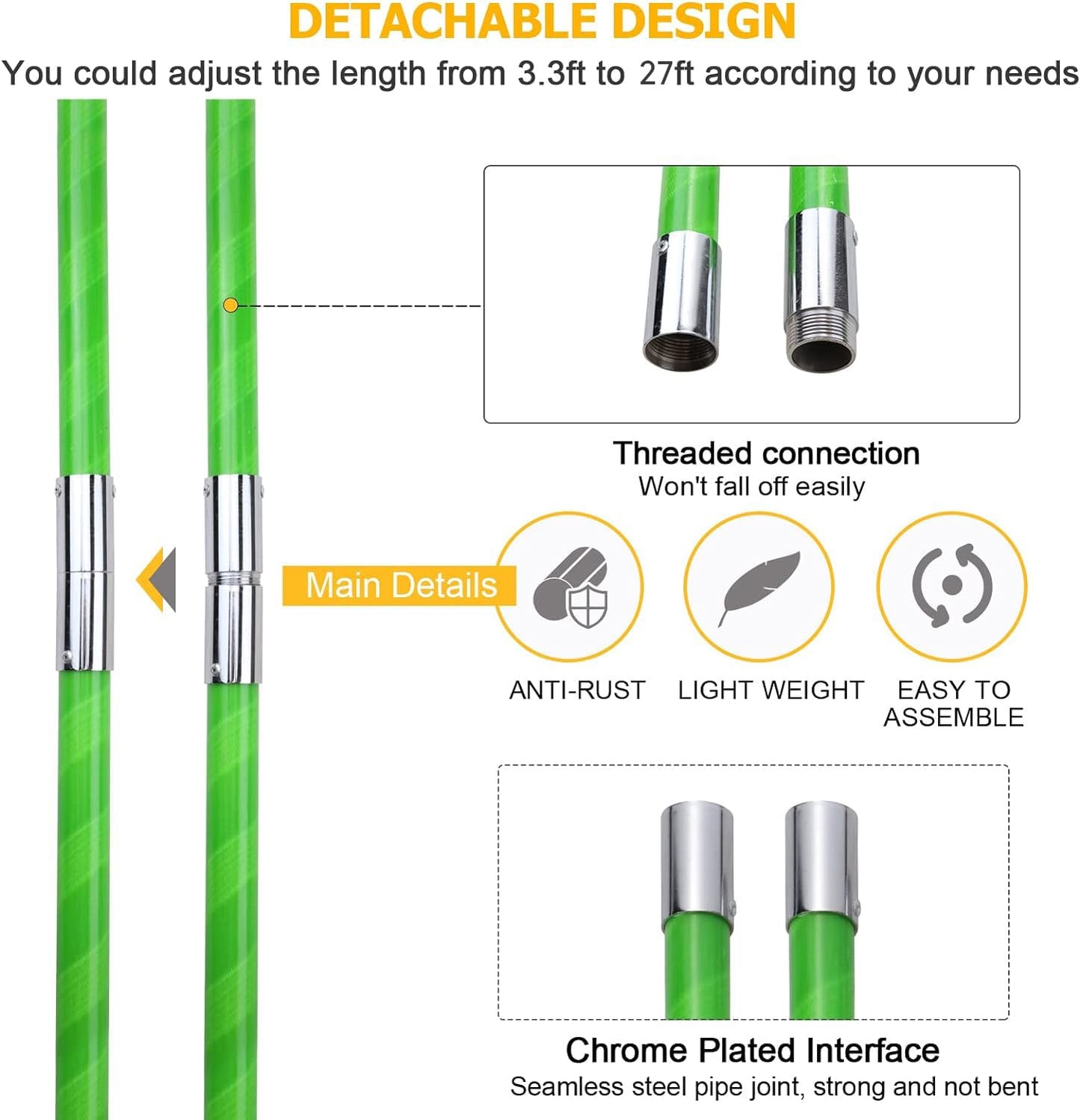 27 Feet Tree Pole Pruner Manual Branches Trimmer Tree Branch Garden Tools Loppers Hand Pole Saws Extendable Height
