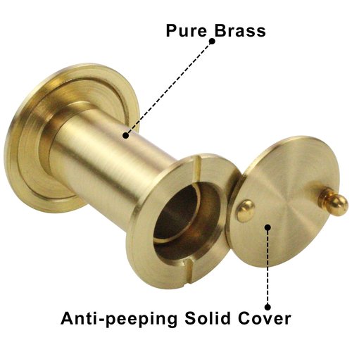 Earl Diamond - Peep Holes for Door, Solid Brass 200-Degree Door Viewer Peephole with Heavy Duty Rotating Privacy Cover for 1-3/8" to 2-1/6" Doors for Home Office Hotel, Satin Gold
