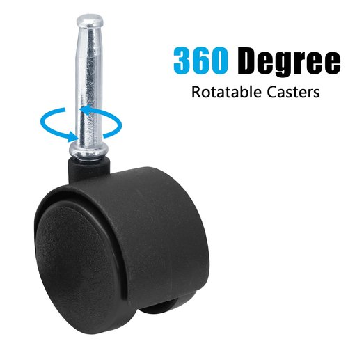 suiwotin 4pcs 1.5 Inch Swivel Caster Wheels, M8 Grip Neck Stem Caster Wheels, Heavy Duty Casters, Black Nylon Wheel Replacement for Furniture, Table, Cabinet, Shelf