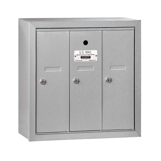 Salsbury Industries 3503ASU Surface Mounted Vertical Mailbox with 3 Doors and USPS Access, Aluminum