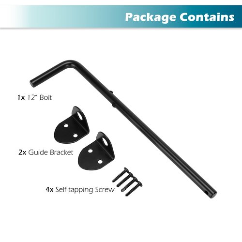 12" Cane Bolt Heavy Duty Drop Rod Gate Stopper Hardware, Gate Ground Latch for Wooden Fences Metal Gates Doors, Gate Drop Pin for Holding Gate to The Ground, Black Finish