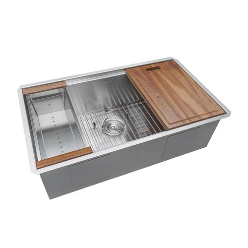 Ruvati 30-inch Undermount Rounded Corner Workstation Kitchen Sink Single Bowl – 16 Gauge Stainless Steel Kitchen Sinks with Brushed Finish hides scratches, Easy-to-Clean - RVH8320