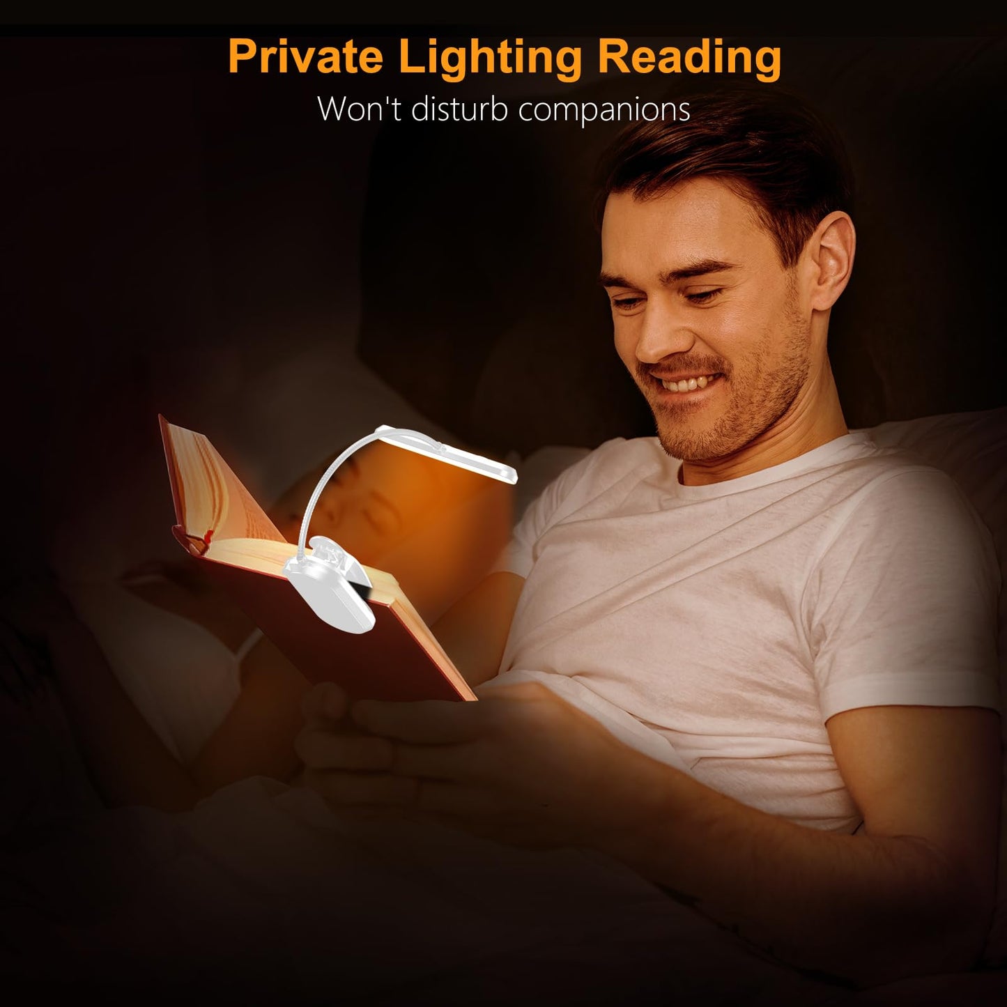 Gritin Rechargeable Book Light for Reading in Bed with 19 LED &Memory Function-Eye Caring 3 Color Temperatures,5 Brightness Levels,90 Hrs Runtime Flexible Goose Neck Clip on Light-White
