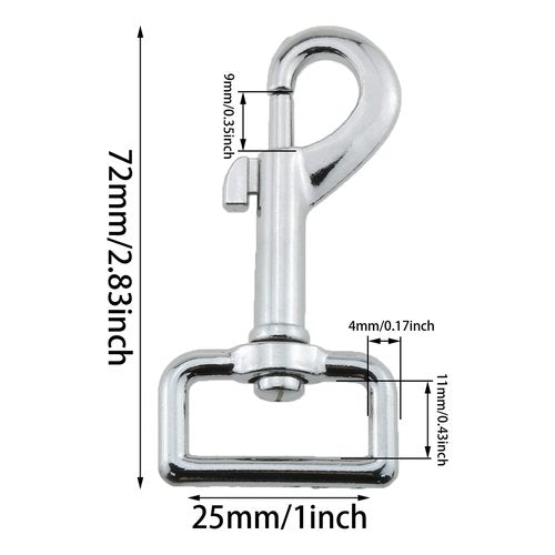 Heyous 4PCS 1" Heavy Duty Chrome Swivel Snap Hooks Trigger Snaps Dog Leash Hook Key Chain Swivel Eye Bolt Snap Hooks Trigger Clip for Linking Pet Leash Collar, Pet Harness, Purse Straps,