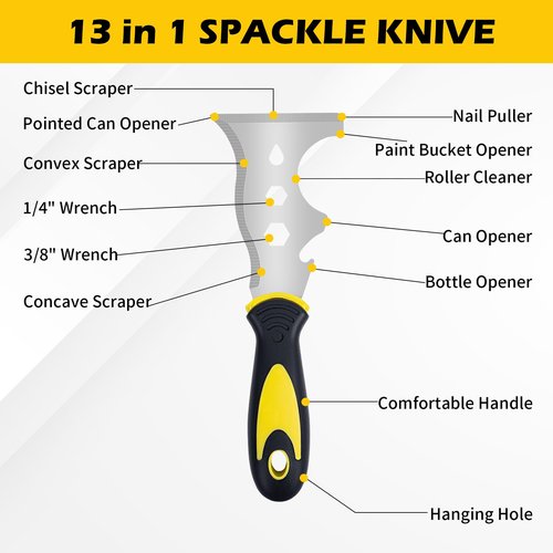 18 pcs Putty Knife Set,Drywall Knife,Espatulas Drywall Kit With Mud Pan,1” 2” 3” 4” 5” 6” Spackle Knife,7” 10” 14” Taping Knives,External Corner Trowel & Internal Corner Trowel,5 Brushes And Gloves