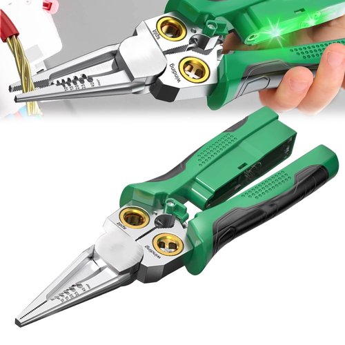 2025 Upgrade 8 in 1 Wire Stripping Pliers,Premium 8 in 1 Wire Stripper with Voltage Tester,Multifunctional Professional Wire Stripper Electrical Pliers for Wire Cutting Pulling Scraping and Pressing