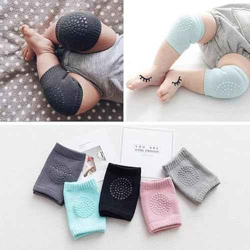 PandaEar Baby Crawling Knee Pads, 6 Pairs Non-Slip Knee Protectors for Infants & Toddlers 6-24 Months, Soft & Breathable Baby Knee Pads