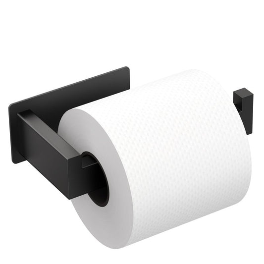 Auxmir Adhesive Toilet Paper Holder, No Drilling Toilet Roll Holder Wall Mount, Premium Thicken SUS304 Stainless Steel, Rustproof Toilet Tissue Holder for Bathroom Kitchen Washroom RV, Matte Black