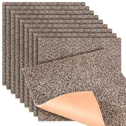 Feather Peel and Stick Carpet Tiles, Attached Cushion, Easy DIY Install, Soft Residential Carpet, American Made, Seamless Appearance, Plush (10 Tiles - 22.5 Square Feet) (Dovetail, 18x18)