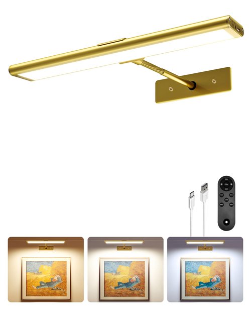 EZVALO Picture Light for Wall, 13inch Wireless Remote, 4800mAh Rechargeable Battery, 3 Color & Dimmable Magnetic LED Lights for Painting, Living Room, Gallery, Hallway, Bedroom, Dashboard