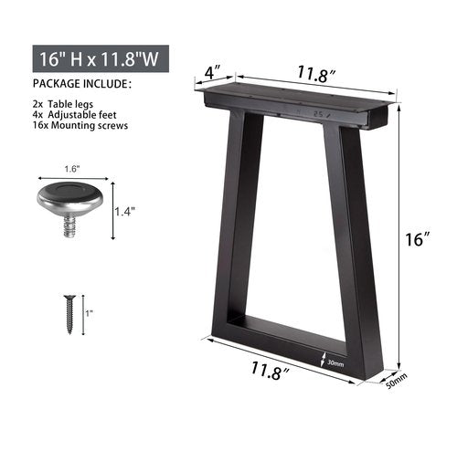 Taelakeni 16 Inch Metal Bench Legs, Heavy Duty Coffee Table Legs, Trapezoid