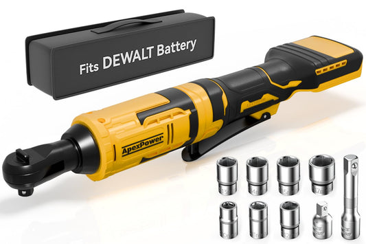 3/8 Inch Cordless Ratchet Wrench, for DEWALT 20V Max Battery, 88Ft-Lbs, 0-400RPM, Electric Ratchet Wrench Set with Variable Speed Trigger, Reinforced Head, R&F Switch, 7 Sockets, 3/8" to 1/4" Adapter