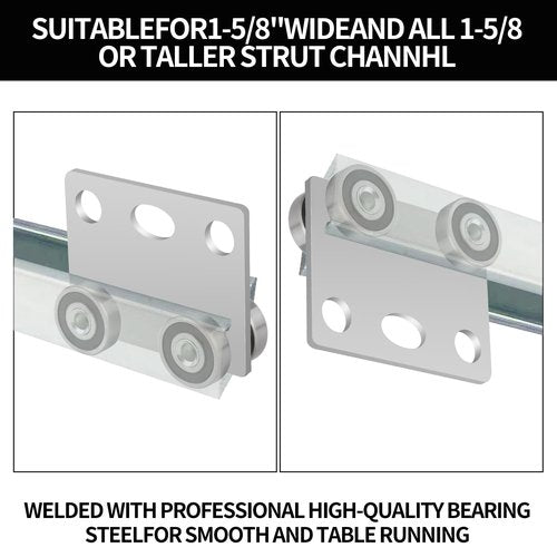 BIAXJUNY 4 Wheel Trolley Assembly Rollers, Bearing Trolley Assembly for Use with 1-5/8" Wide and All 1-5/8" or Taller Strut Channel(2 Pack)